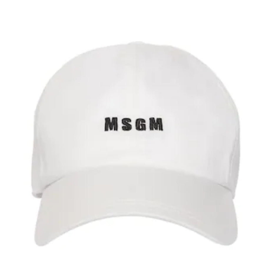 MSGM White Embroidered Logo Cap