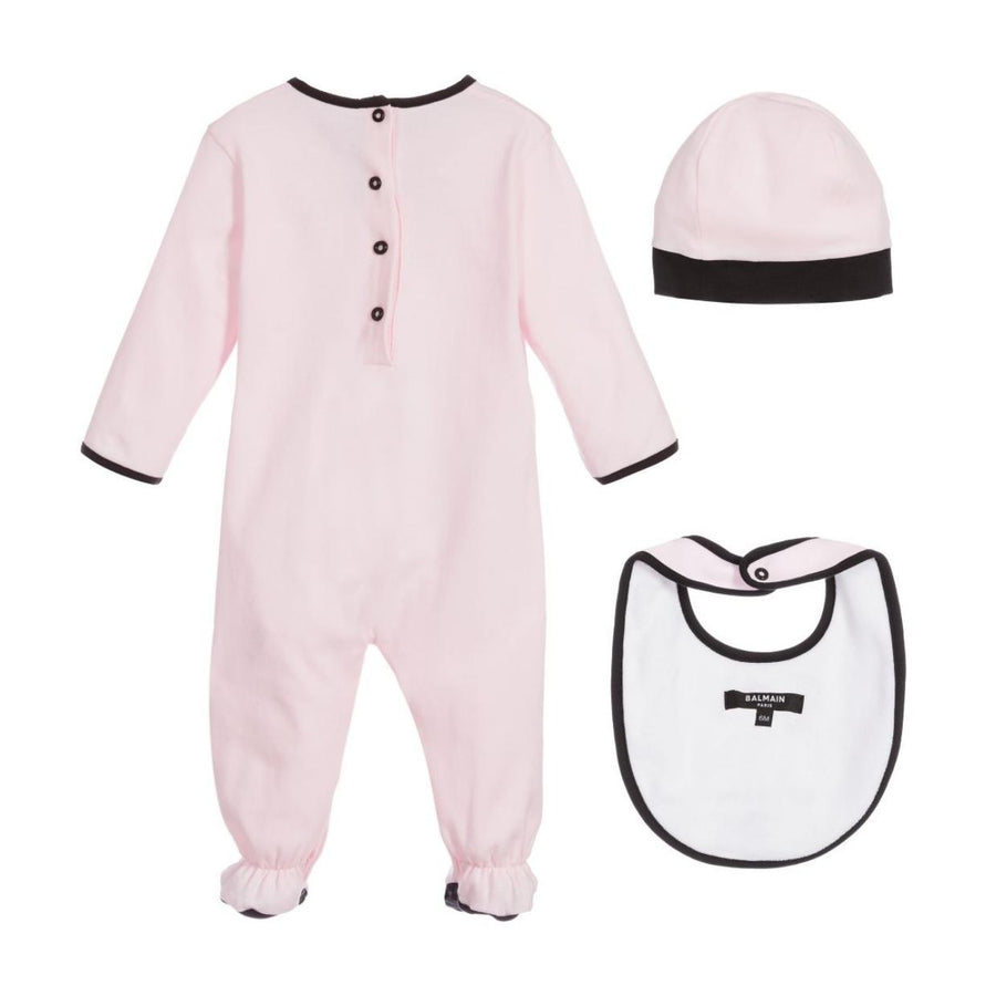 Balmain Baby Print Logo Pink Babygrow Set