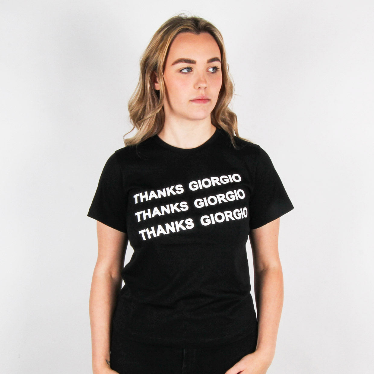 Emporio Armani Black "THANKS GIORGIO" Print T-shirt