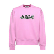 MSGM Pink Contrast Logo Sweater