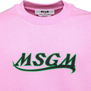MSGM Pink Contrast Logo Sweater