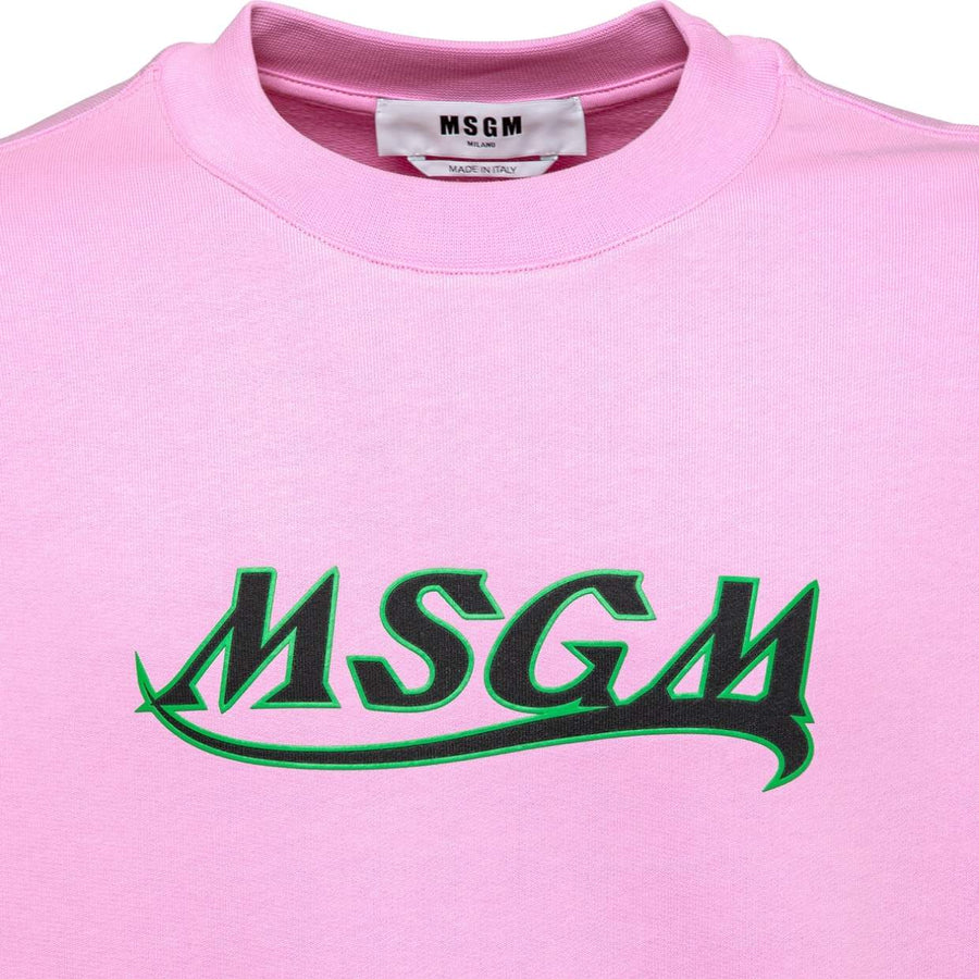 MSGM Pink Contrast Logo Sweater