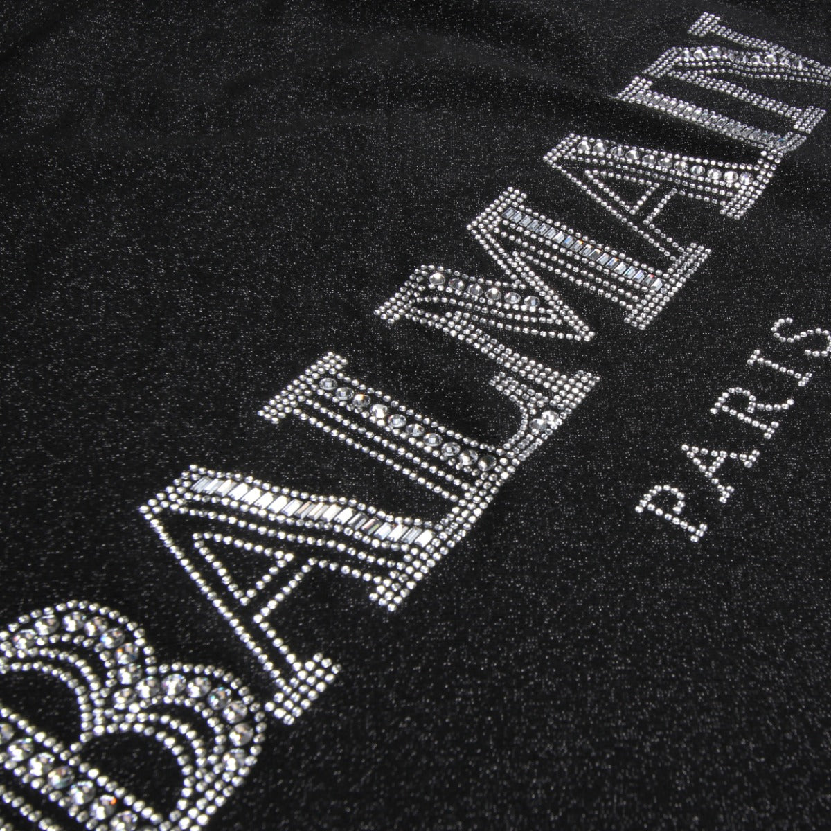 Balmain Paris Girls Black Diamanté Logo Dress Detail