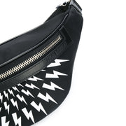 Neil Barrett Black Thunderbolt Print Belt Bag