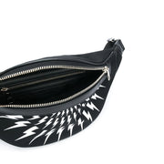 Neil Barrett Black Thunderbolt Print Belt Bag