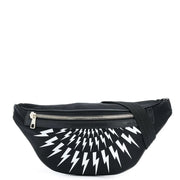Neil Barrett Black Thunderbolt Print Belt Bag