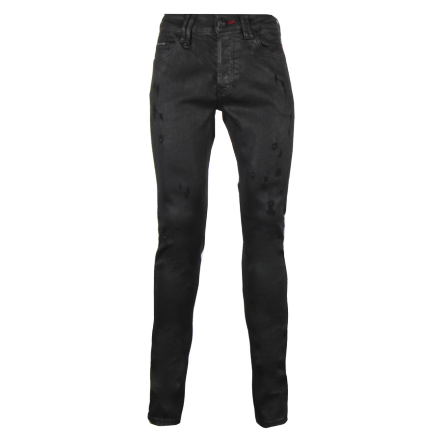 Philipp Plein Black Super Straight Cut Jeans front