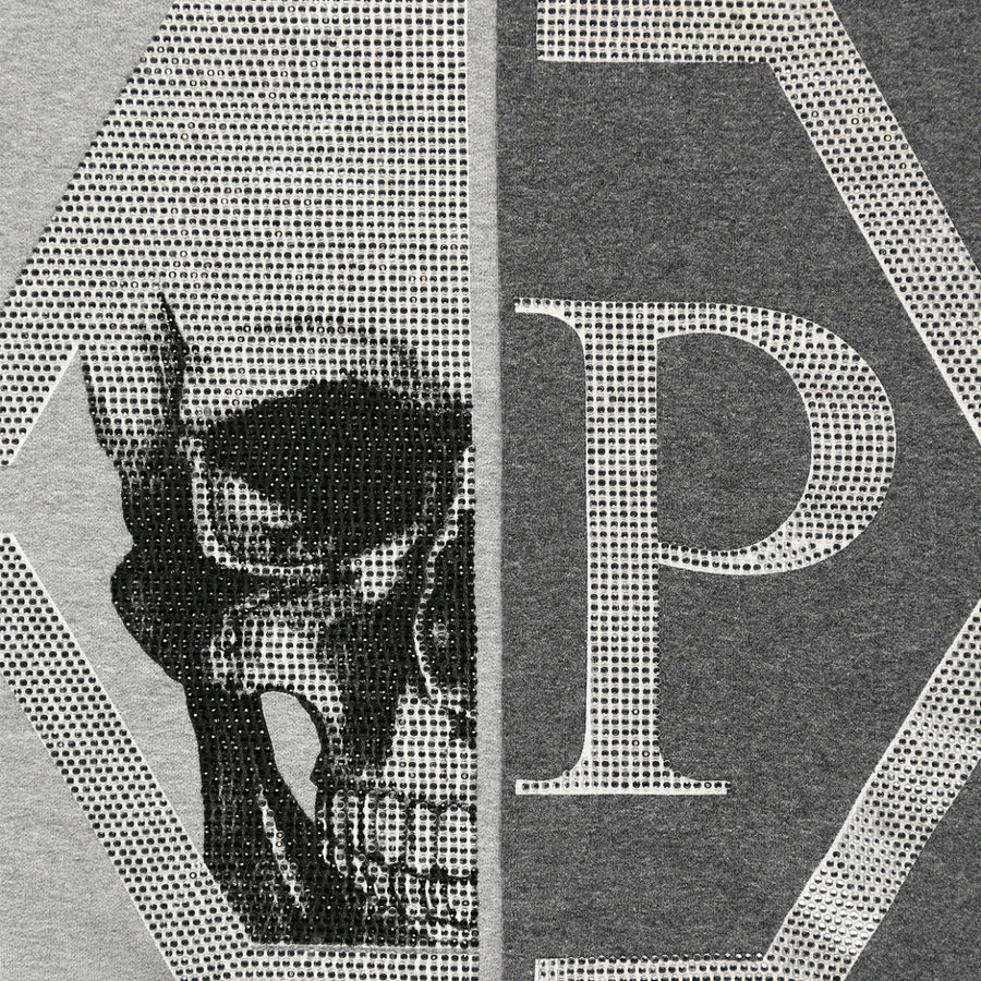 Philipp Plein Junior Grey Diamante Logo Sweatshirt detail