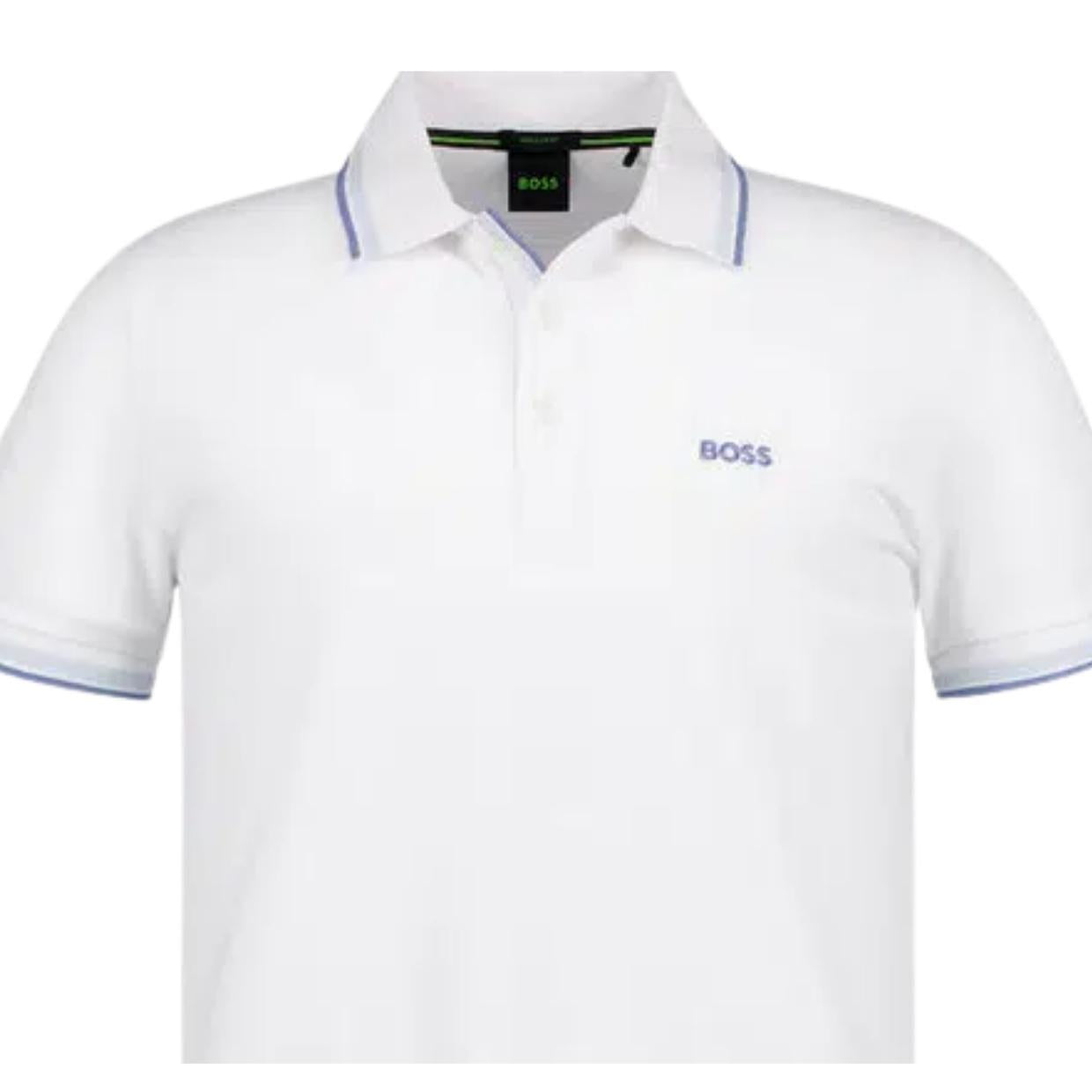 BOSS Regular Fit Cotton Pique Paddy White Polo Shirt