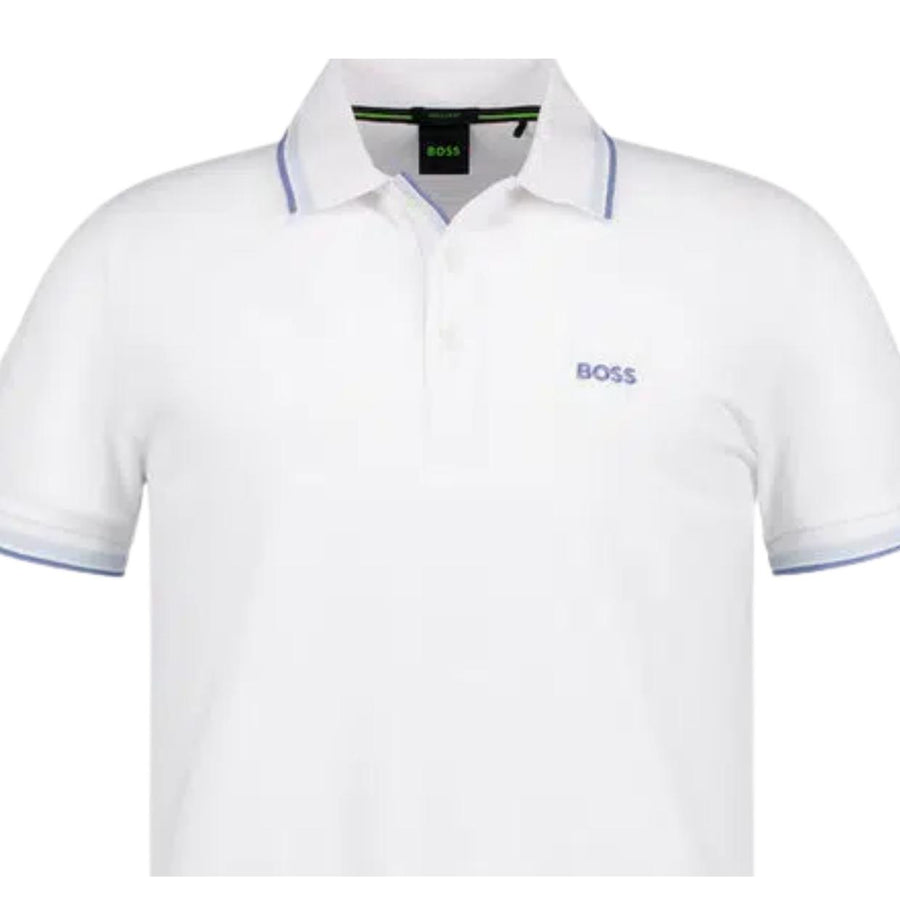 BOSS Regular Fit Cotton Pique Paddy White Polo Shirt