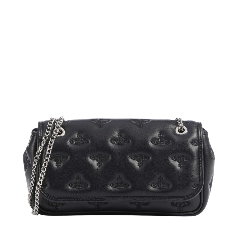 Vivienne Westwood Embossed All-Over Black Chain Crossbody Purse