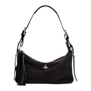 Vivienne Westwood Emma Suede Leather Black Shoulder Bag