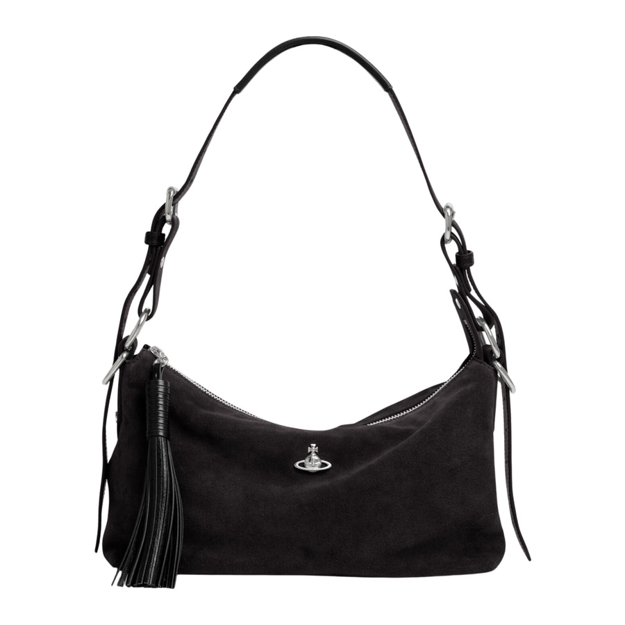 Vivienne Westwood Emma Suede Leather Black Shoulder Bag