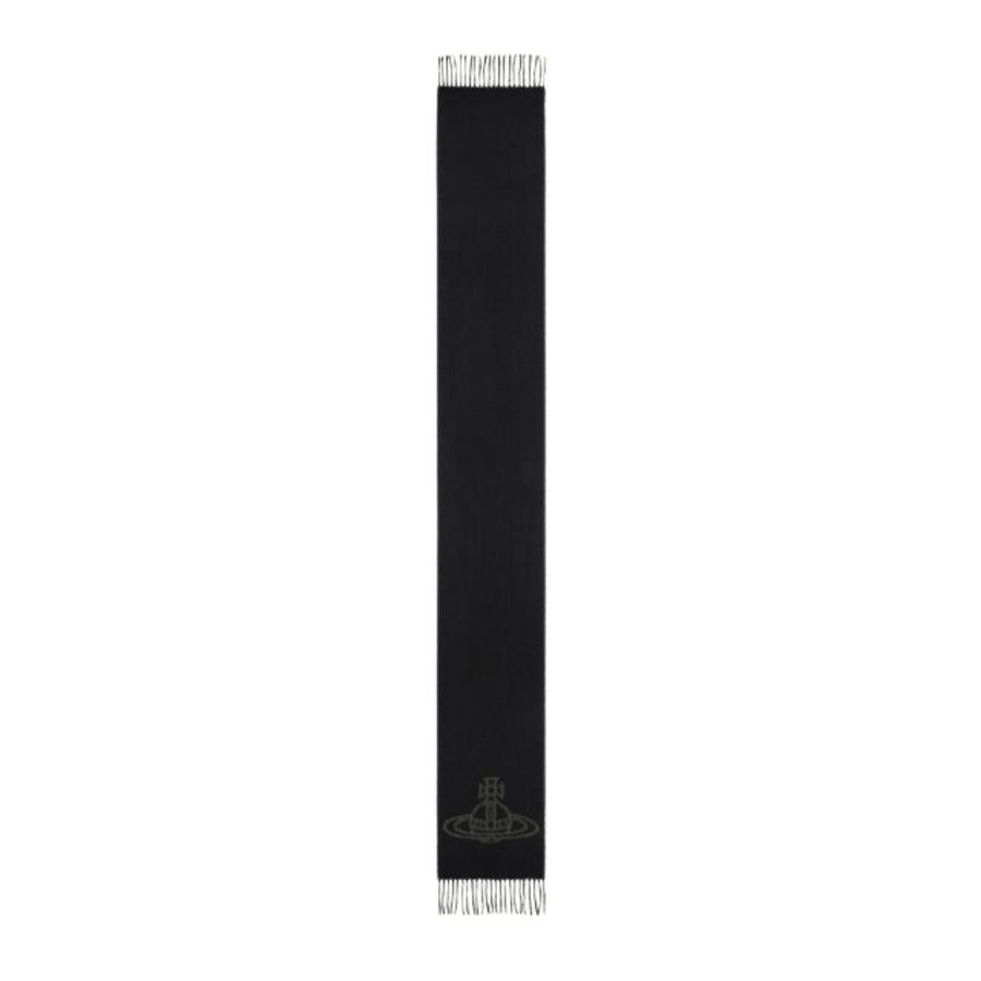 Vivienne Westwood Reversible Logo Soft Wool Black Scarf