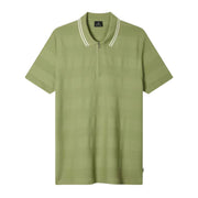 Paul Smith Textured Stripe Half Zip Green Polo Shirt