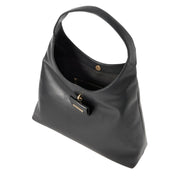 Love Moschino Gold-Tone Plaque Black Hobo Bag