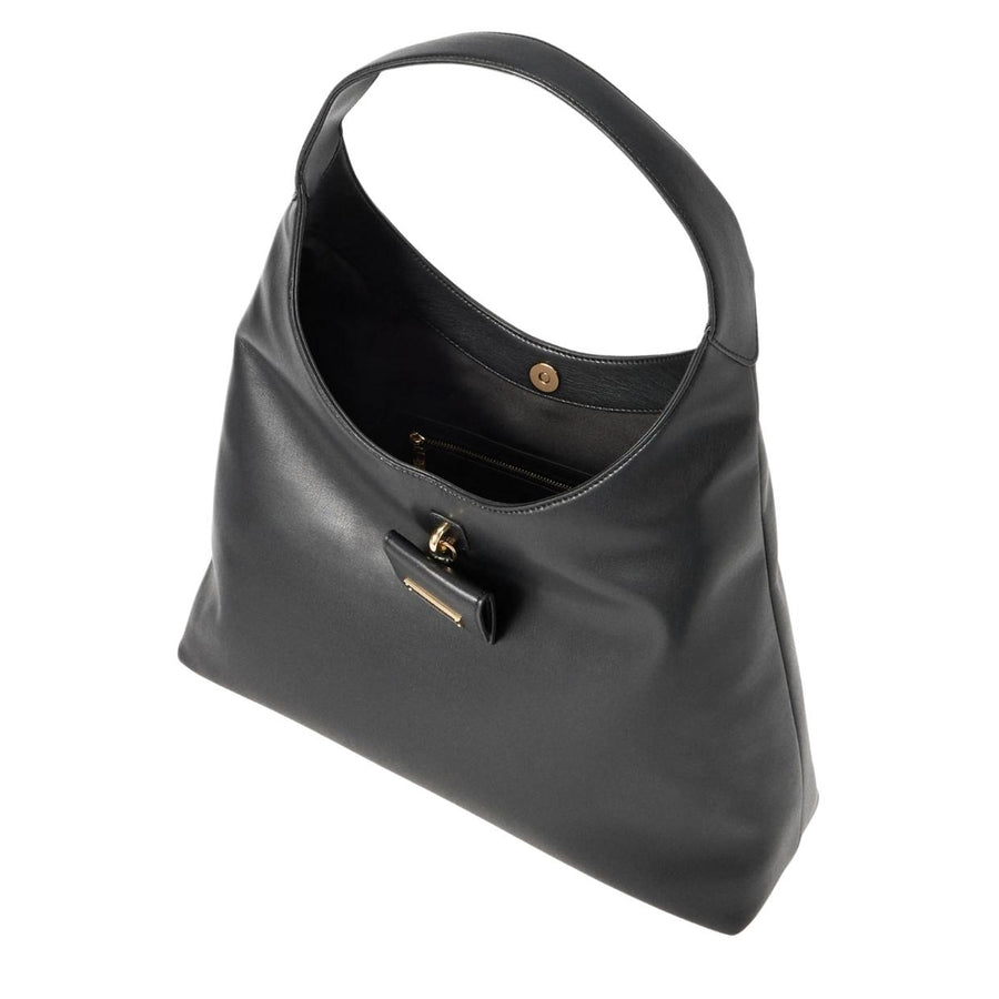 Love Moschino Gold-Tone Plaque Black Hobo Bag