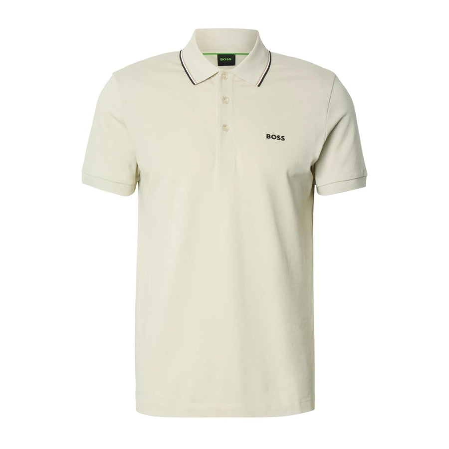BOSS Birdie Paule Contrast Tipping Light Beige Polo Shirt
