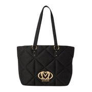 Love Moschino Embossed Quilted Soft Fabric Black Tote Bag