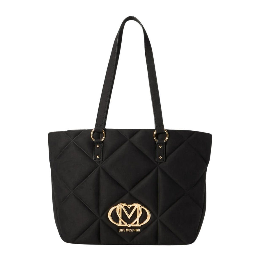 Love Moschino Embossed Quilted Soft Fabric Black Tote Bag