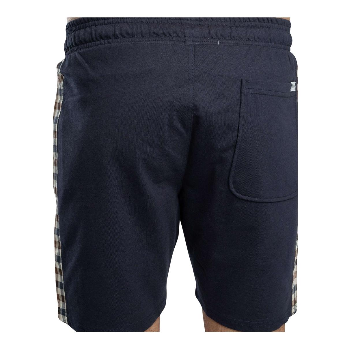 Aquascutum Active Club Check Details Navy Sweat Shorts