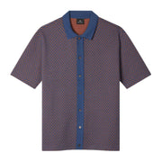 Paul Smith Regular Fit Short Sleeve Jacquard Button Blue Polo Shirt