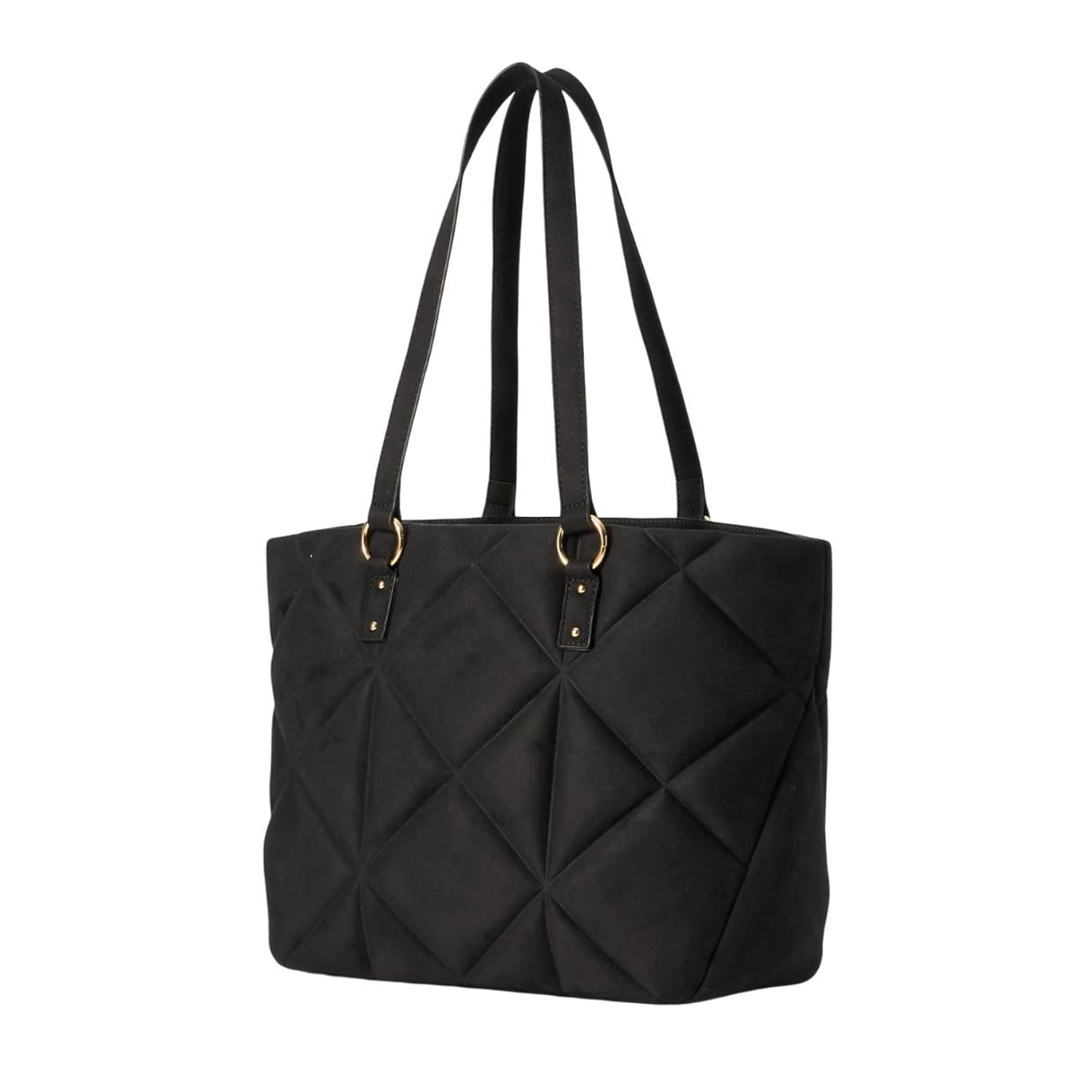 Love Moschino Embossed Quilted Soft Fabric Black Tote Bag