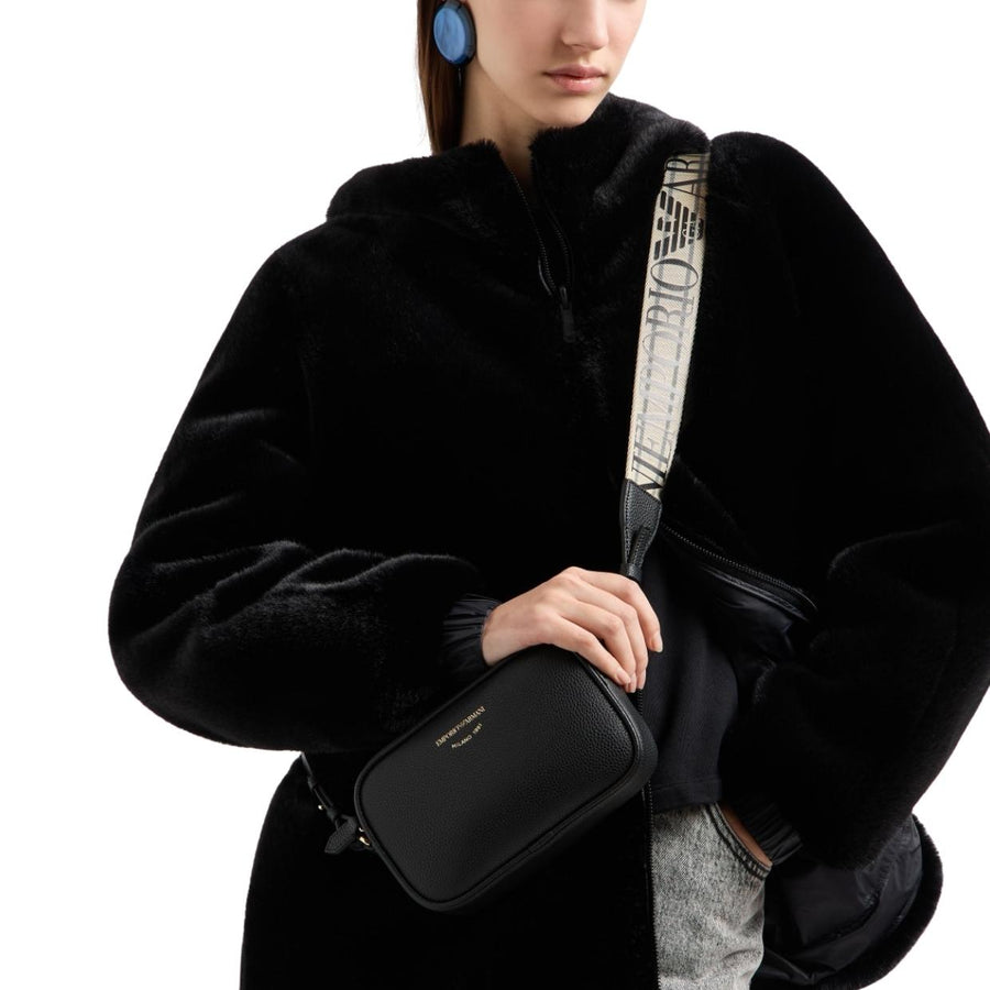 Emporio Armani Black Printed Logo Camera Bag