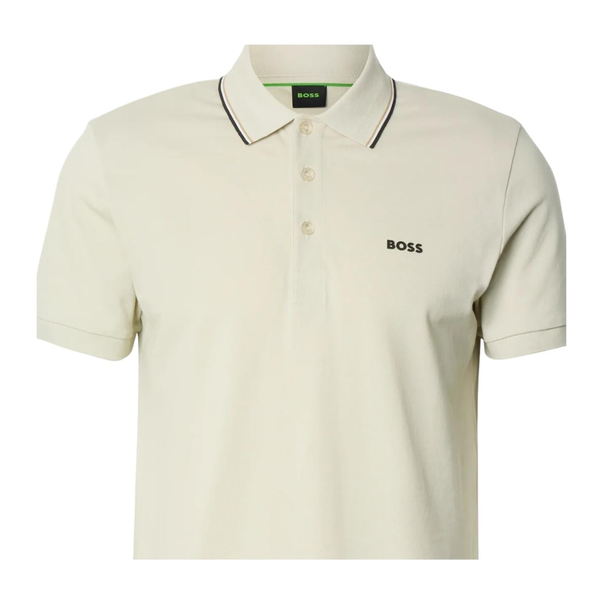 BOSS Birdie Paule Contrast Tipping Light Beige Polo Shirt