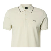 BOSS Birdie Paule Contrast Tipping Light Beige Polo Shirt