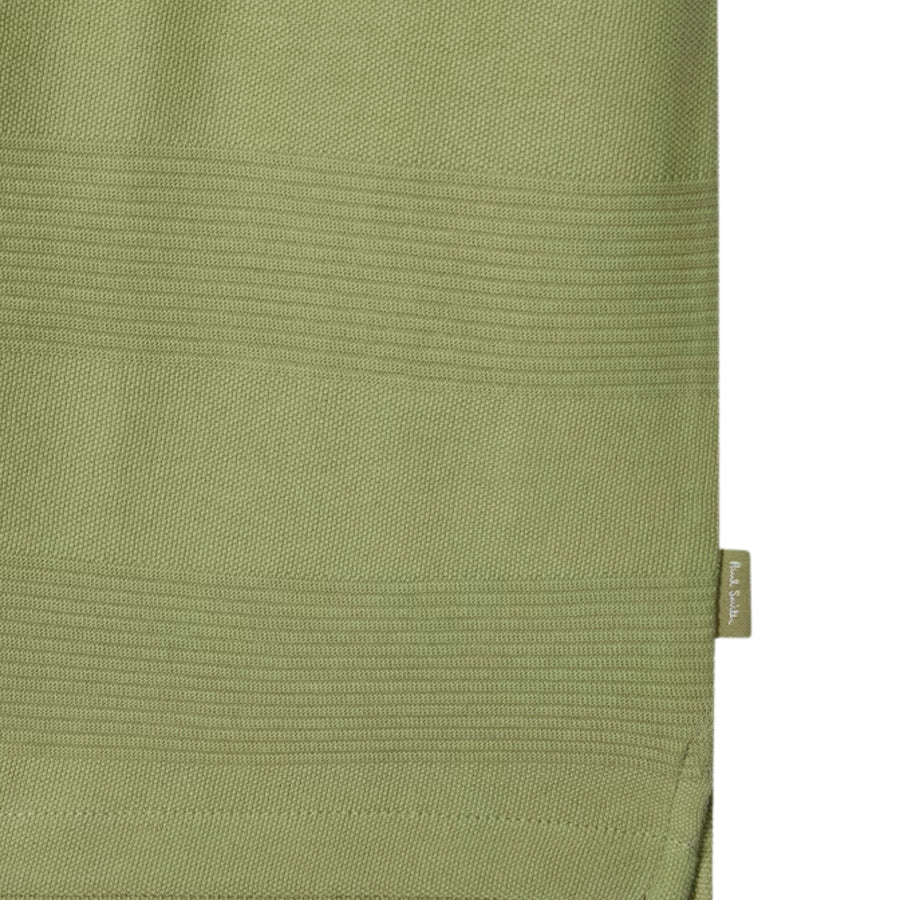 Paul Smith Textured Stripe Half Zip Green Polo Shirt