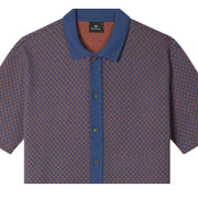 Paul Smith Regular Fit Short Sleeve Jacquard Button Blue Polo Shirt