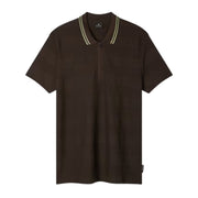 Paul Smith Textured Stripe Half Zip Brown Polo Shirt