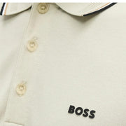 BOSS Birdie Paule Contrast Tipping Light Beige Polo Shirt
