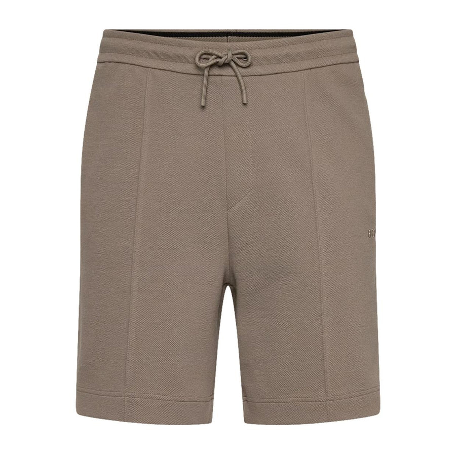 BOSS Cotton-Blend Contrast-Pipping Light Pastel Green Sweat Shorts