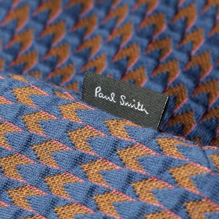 Paul Smith Regular Fit Short Sleeve Jacquard Button Blue Polo Shirt