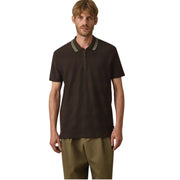 Paul Smith Textured Stripe Half Zip Brown Polo Shirt