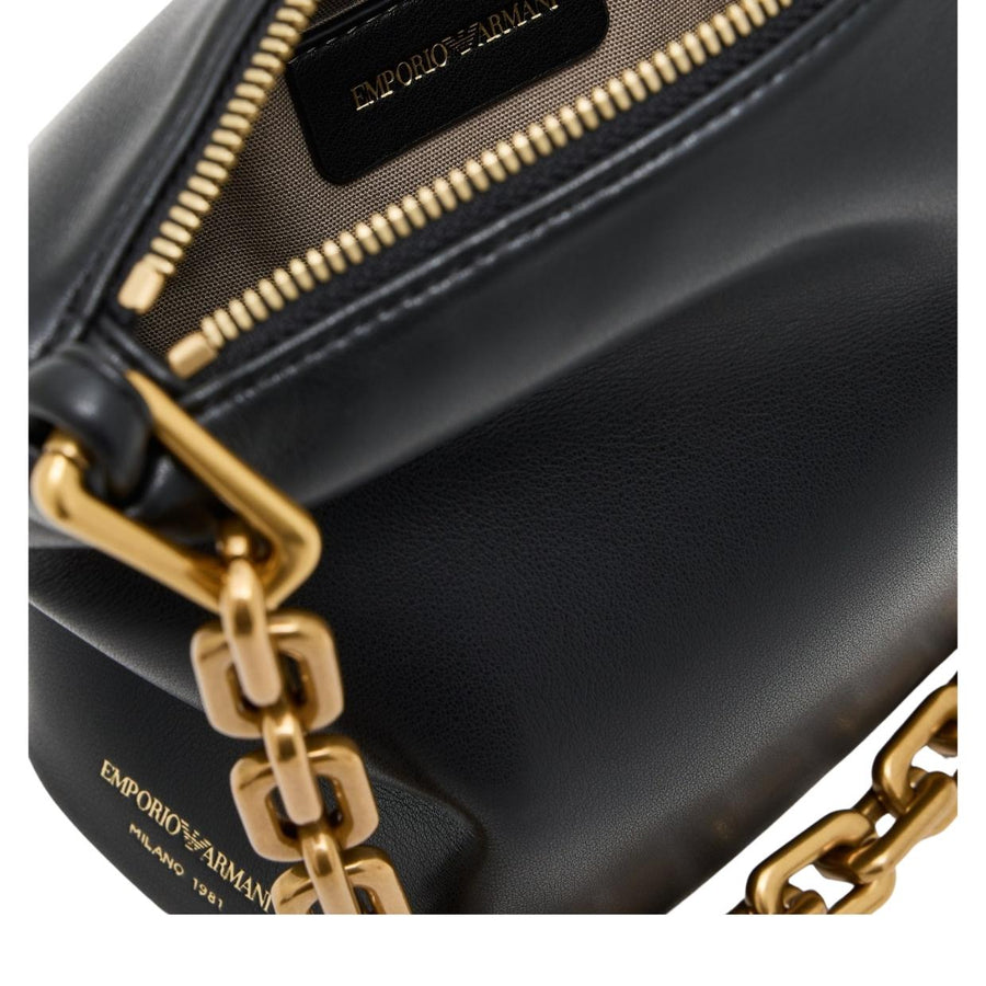 Emporio Armani Leather Small Chain Black Hobo Bag