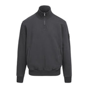 Sandbanks Badge Logo Relaxed Fit Anthracite Grey Half Zip Sweatshirt