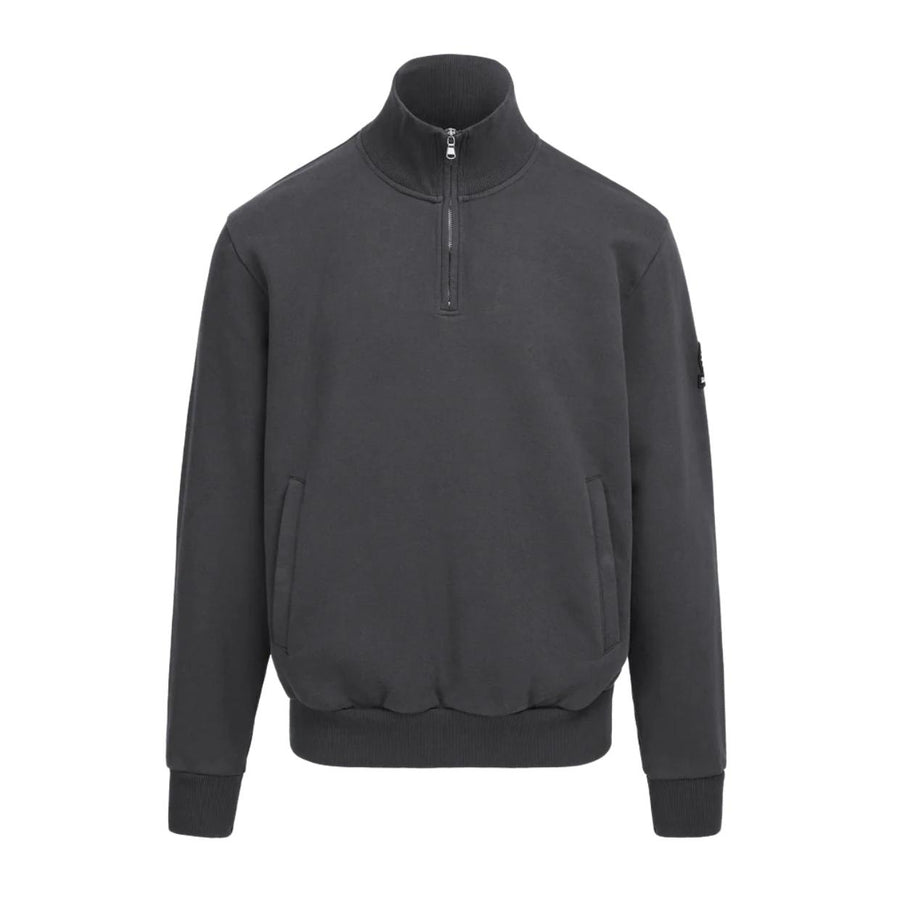 Sandbanks Badge Logo Relaxed Fit Anthracite Grey Half Zip Sweatshirt