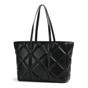 Love Moschino Embossed Quilted Gold-Tone Plaque Black Tote Bag