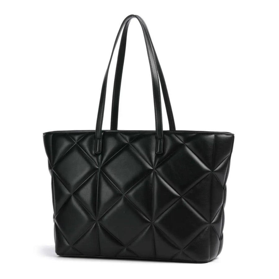 Love Moschino Embossed Quilted Gold-Tone Plaque Black Tote Bag