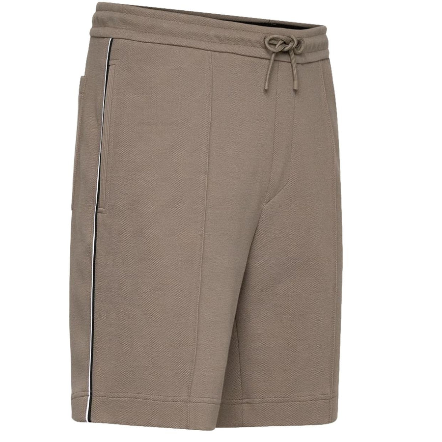 BOSS Cotton-Blend Contrast-Pipping Light Pastel Green Sweat Shorts