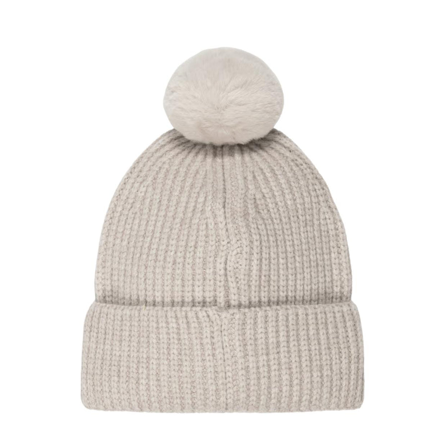 BOSS Baby Embroidered Logo Knitted Beige Beanie Hat