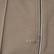 BOSS Cotton-Blend Contrast-Pipping Light Pastel Green Sweat Shorts