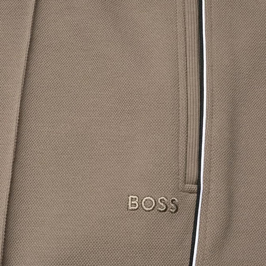 BOSS Cotton-Blend Contrast-Pipping Light Pastel Green Sweat Shorts