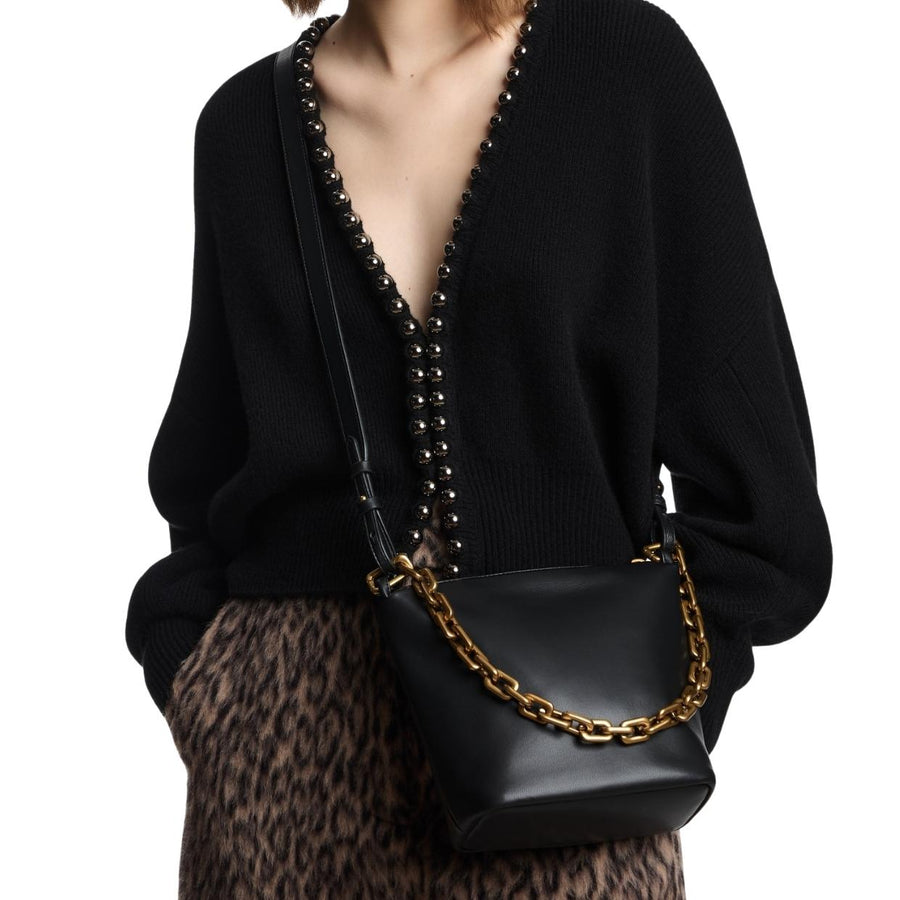 Emporio Armani Leather Small Chain Black Hobo Bag