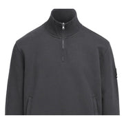 Sandbanks Badge Logo Relaxed Fit Anthracite Grey Half Zip Sweatshirt