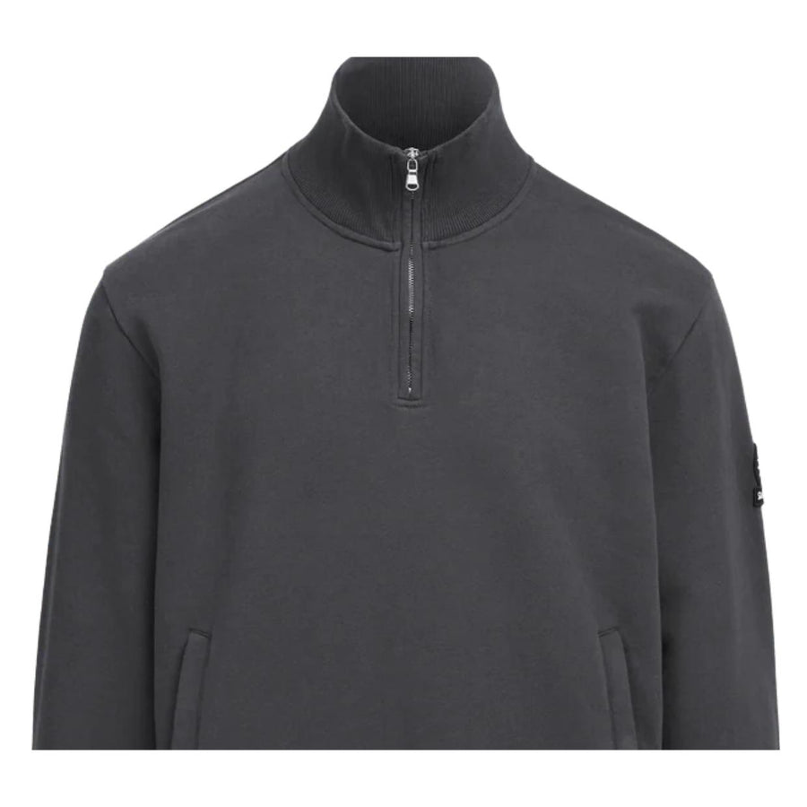 Sandbanks Badge Logo Relaxed Fit Anthracite Grey Half Zip Sweatshirt