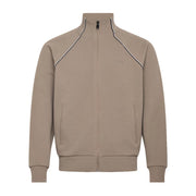 BOSS Cotton-Blend Contrast-Pipping Full Zip Light Pastel Green Sweatshirt